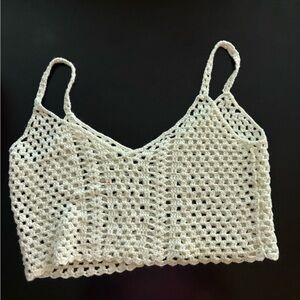 Crochet Knit Cream Tank Top
